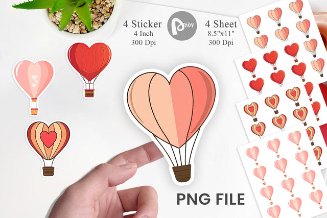 Heart Hot Air Balloon Sticker Sublimation artnoy 