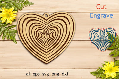 Heart keychain laser cut, Engraved keychain svg, Glowforge template SVG AnastasiyaArtDesign 