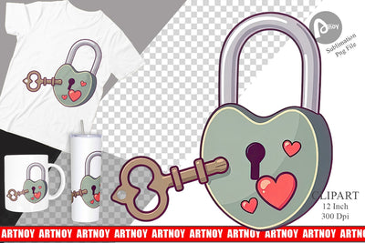 Heart Keys Clipart Sublimation artnoy 