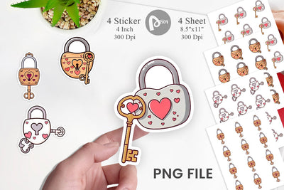 Heart Keys Sticker Sublimation artnoy 