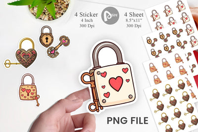 Heart Keys Sticker Sublimation artnoy 