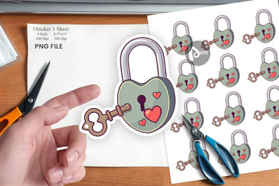 Heart Keys Sticker Sublimation artnoy 