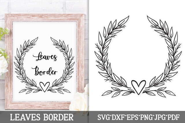 Heart Laurel Wreath SVG | Romantic Leafy Frame SVG Cut File SVG Tafti Art 