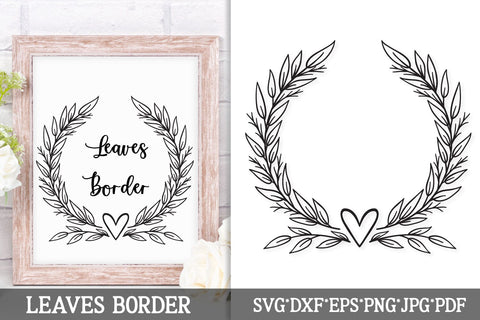 Heart Laurel Wreath SVG | Romantic Leafy Frame SVG Cut File SVG Tafti Art 