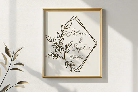 Heart Leaf Diamond Frame SVG | Romantic Botanical Cut File SVG Tafti Art 