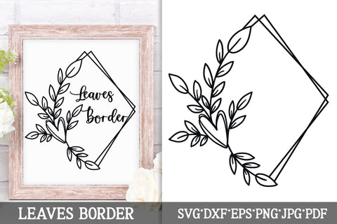 Heart Leaf Diamond Frame SVG | Romantic Botanical Cut File SVG Tafti Art 