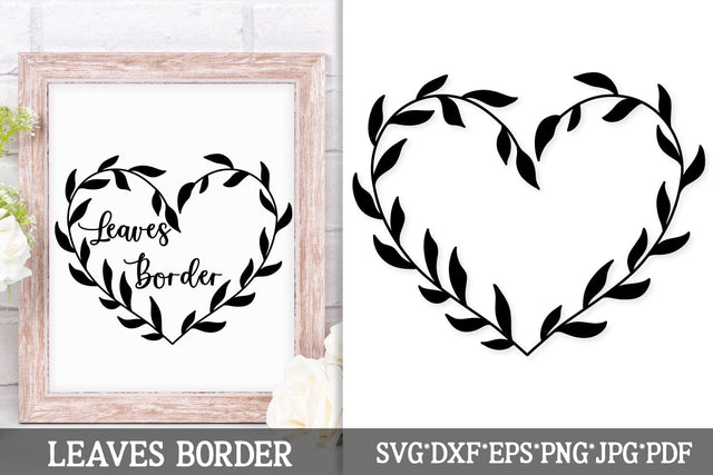 Heart Leaf Wreath SVG – Romantic Botanical Frame SVG Tafti Art 