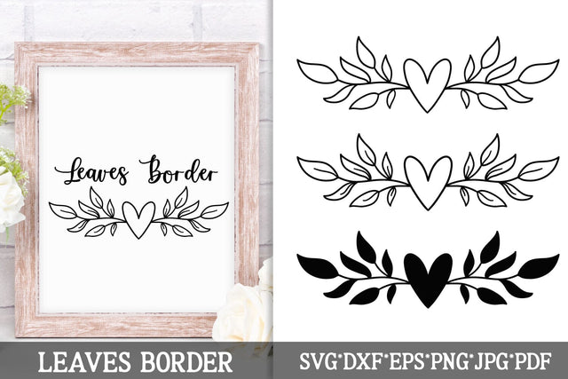 Heart Leaves Border SVG | Floral Divider Cut File | Romantic Botanical Frame for Cricut & Silhouette | Wedding & Valentine SVG SVG Tafti Art 