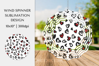 Heart Leopard Wind Spinner Sublimation. Valentines Design 04 Sublimation LaBelezoka 