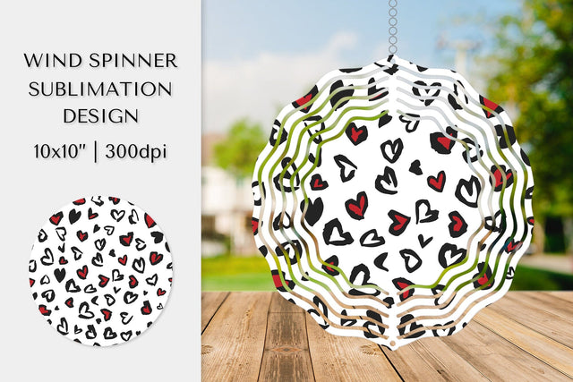 Heart Leopard Wind Spinner Sublimation. Valentines Design 04 Sublimation LaBelezoka 