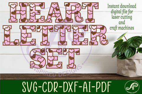 Heart letters alphabet set x 41 SVG APInspireddesigns 
