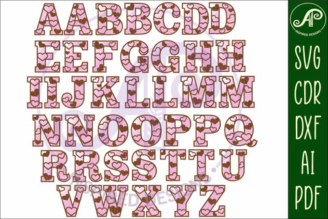 Heart letters alphabet set x 41 SVG APInspireddesigns 