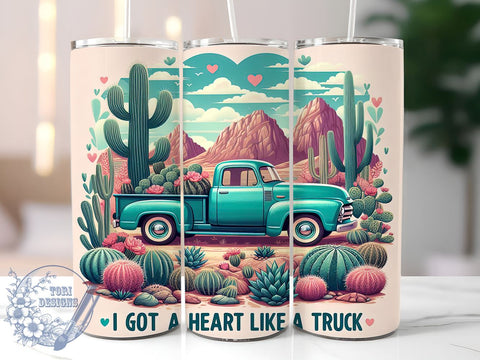 Heart Like a Truck Tumbler Wrap, Truck Lover Tumbler, 20oz Tumbler Wrap, Sublimation Design, Country Music Gift, Rustic Drinkware, Inspirational Gift Sublimation ToriDesigns 