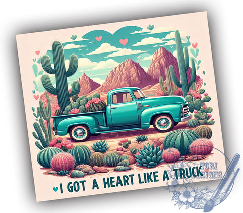 Heart Like a Truck Tumbler Wrap, Truck Lover Tumbler, 20oz Tumbler Wrap, Sublimation Design, Country Music Gift, Rustic Drinkware, Inspirational Gift Sublimation ToriDesigns 