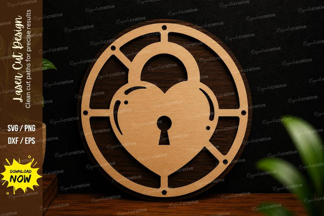 Heart Lock SVG Laser Cut Wall Decor SVG Regulrcrative 