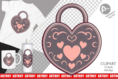 Heart Locks Clipart Sublimation artnoy 