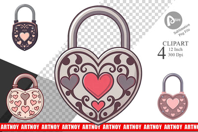 Heart Locks Clipart Sublimation artnoy 