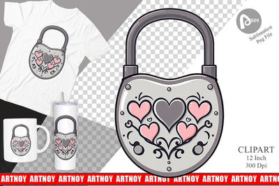 Heart Locks Clipart Sublimation artnoy 
