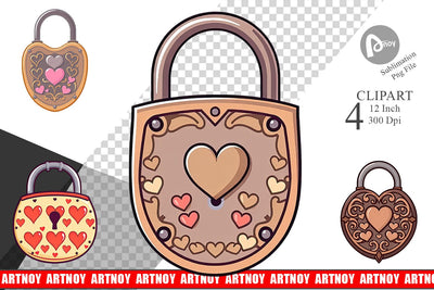 Heart Locks Clipart Sublimation artnoy 