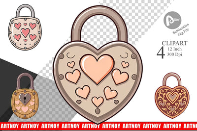 Heart Locks Clipart Sublimation artnoy 