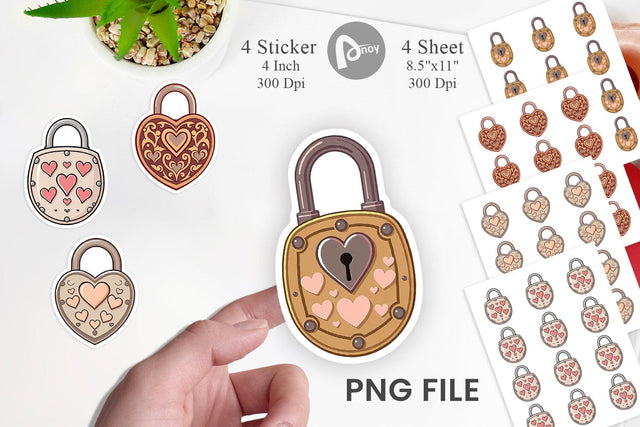 Heart Locks Sticker Sublimation artnoy 