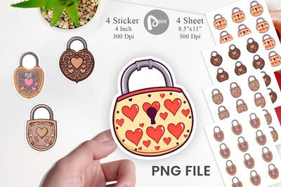 Heart Locks Sticker Sublimation artnoy 