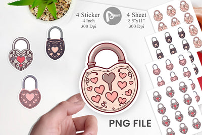 Heart Locks Sticker Sublimation artnoy 