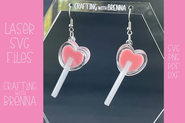 Heart Lollipop Earring Laser SVG Files SVG Crafting With Brenna 