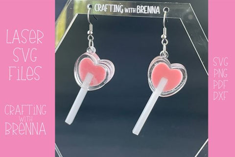 Heart Lollipop Earring Laser SVG Files SVG Crafting With Brenna 