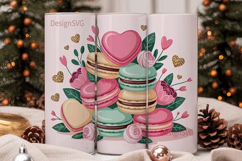 Heart Macarons 20oz Tumbler Wrap Sublimation DesignSVG 