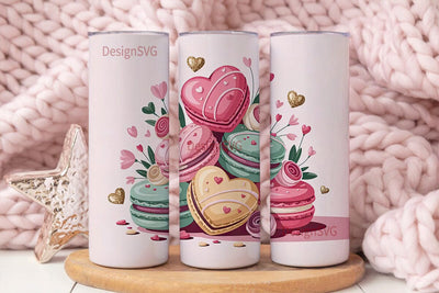 Heart Macarons 20oz Tumbler Wrap Sublimation DesignSVG 