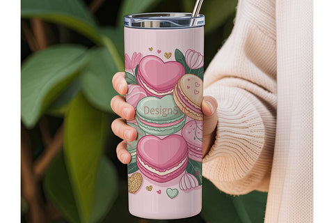 Heart Macarons 20oz Tumbler Wrap Sublimation DesignSVG 