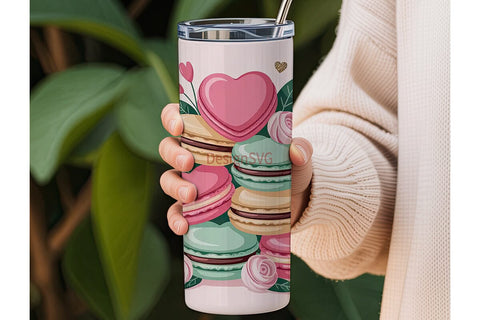 Heart Macarons 20oz Tumbler Wrap Sublimation DesignSVG 
