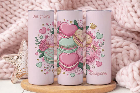 Heart Macarons 20oz Tumbler Wrap Sublimation DesignSVG 