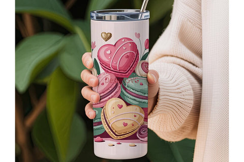 Heart Macarons 20oz Tumbler Wrap Sublimation DesignSVG 