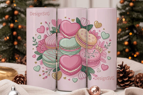 Heart Macarons 20oz Tumbler Wrap Sublimation DesignSVG 