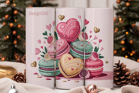 Heart Macarons 20oz Tumbler Wrap Sublimation DesignSVG 