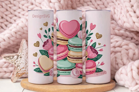 Heart Macarons 20oz Tumbler Wrap Sublimation DesignSVG 