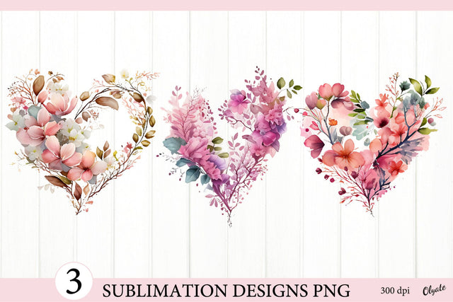 Heart Made of Flowers PNG. Flowers Clipart PNG Sublimation Olga Terlyanskaya 