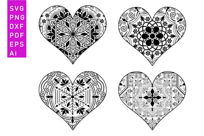 Heart Mandala Shape, Hearts Monogram SVG, Valentines Day T shirt Designs SVG, Valentine Quote SVG, Love SVG, Wedding Sign SVG SVG D2PUTRI Designs 