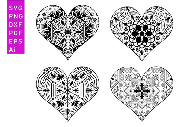 Heart Mandala Shape, Hearts Monogram SVG, Valentines Day T shirt Designs SVG, Valentine Quote SVG, Love SVG, Wedding Sign SVG SVG D2PUTRI Designs 