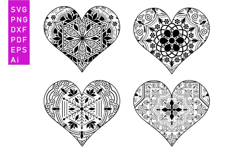 Heart Mandala Shape, Hearts Monogram SVG, Valentines Day T shirt ...