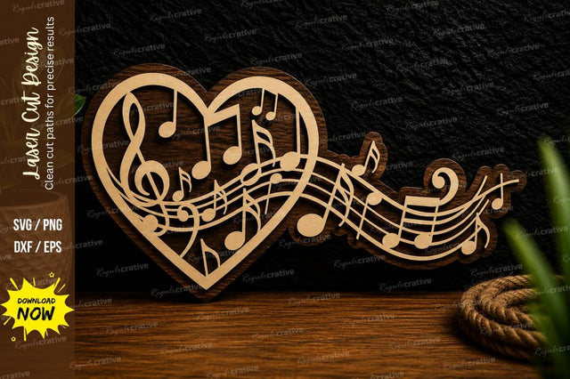 Heart Melody Wave Laser Cut Svg Design SVG Regulrcrative 