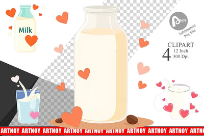 Heart Milk Clipart Sublimation artnoy 