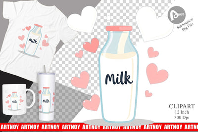Heart Milk Clipart Sublimation artnoy 