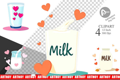 Heart Milk Clipart Sublimation artnoy 