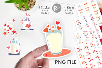 Heart Milk Sticker Sublimation artnoy 