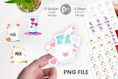 Heart Milk Sticker Sublimation artnoy 