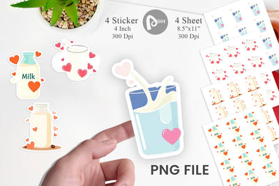 Heart Milk Sticker Sublimation artnoy 
