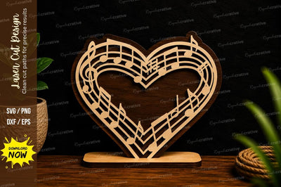 Heart Music Notes Laser Cut Svg Design SVG Regulrcrative 
